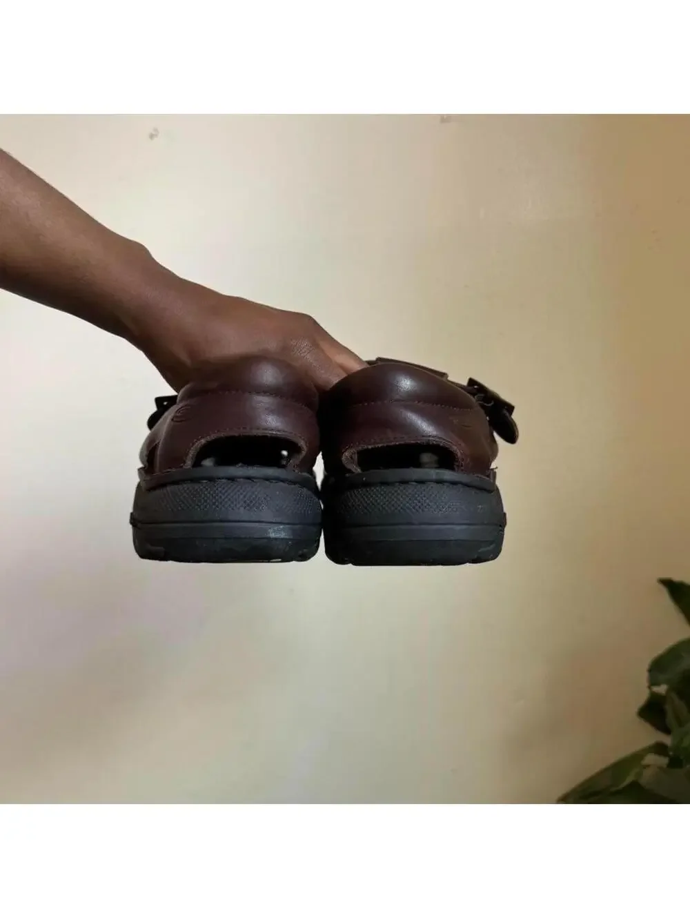 Vintage 90s Skechers Brown Leather Chunky Fisherman Sandal Men’s US 9